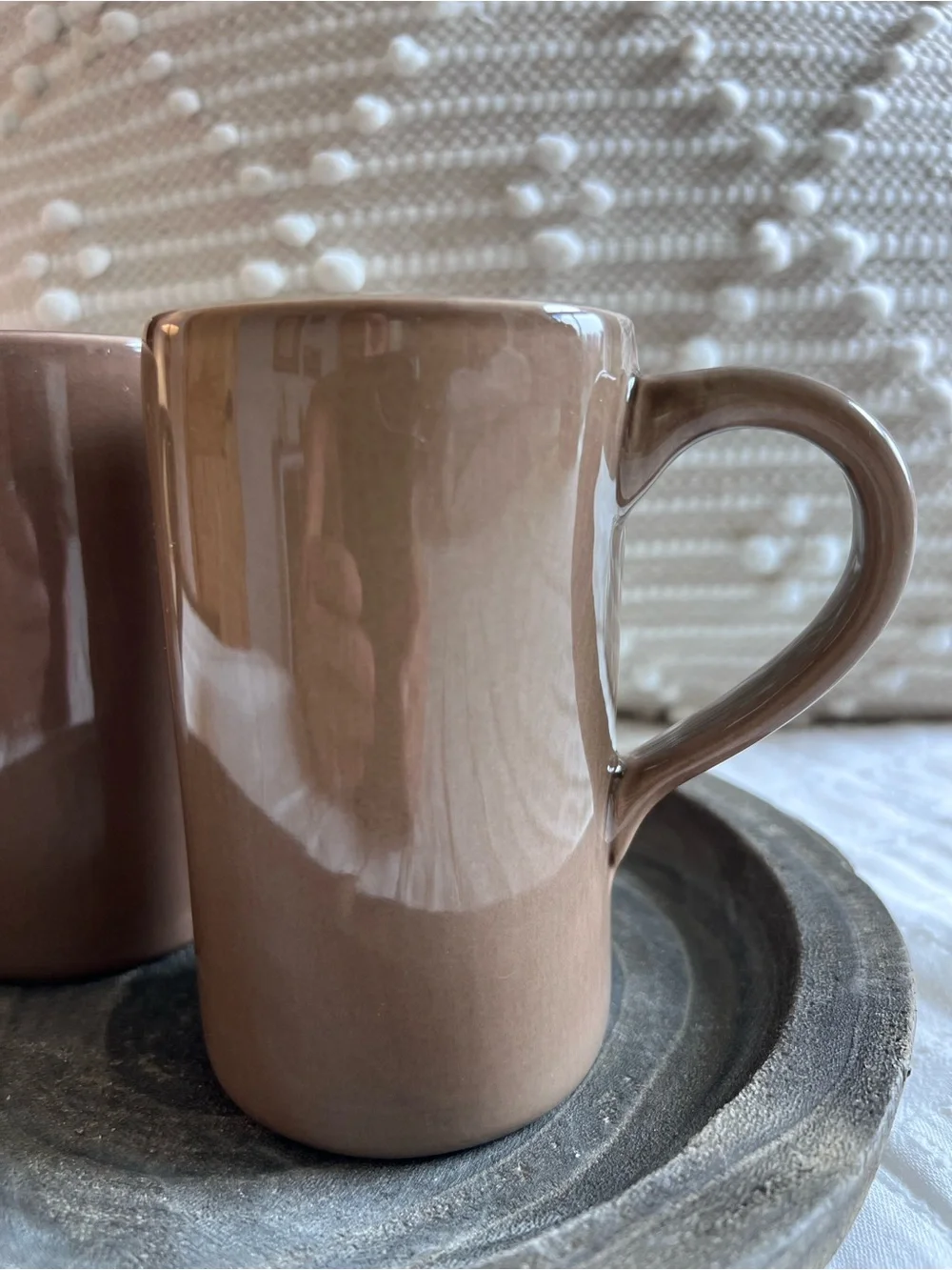 Pottery Barn Studio Barbara Eigen Discontinued Set Taupe Stoneware Mug x2